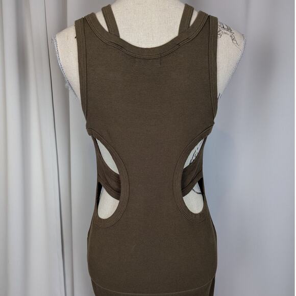 T.LA Ribbed Cutout Bodycon Midi Dress Brown Tank Style Size Small - Picture 13 of 16